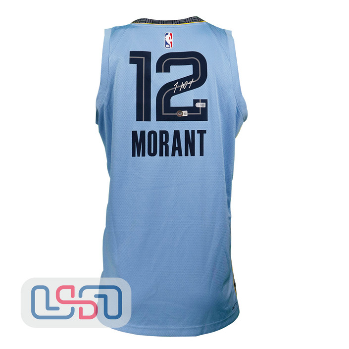 Ja Morant Signed Autographed Grizzlies Blue Jordan Swingman Jersey BAS #2