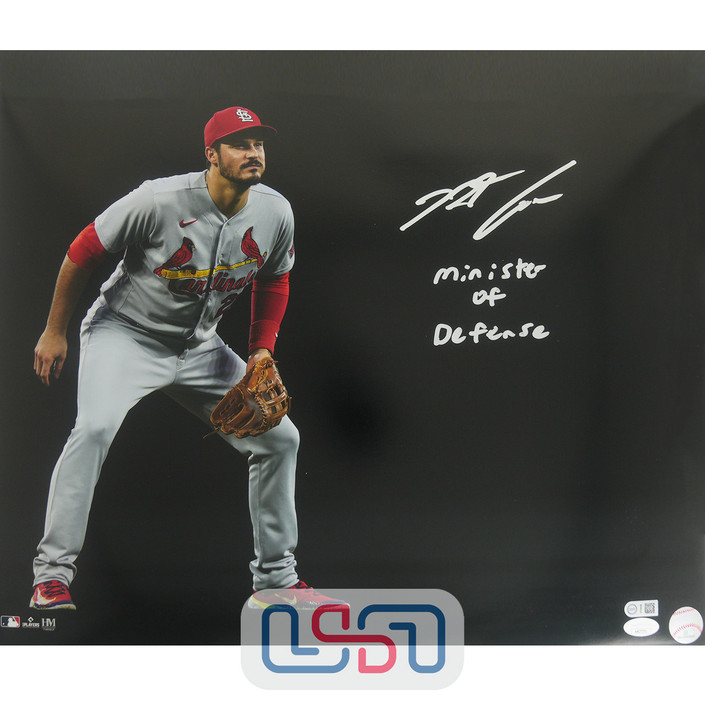 Nolan Arenado Cardinals Signed "Minister of Defense" 16x20 Photo USA SM JSA #2