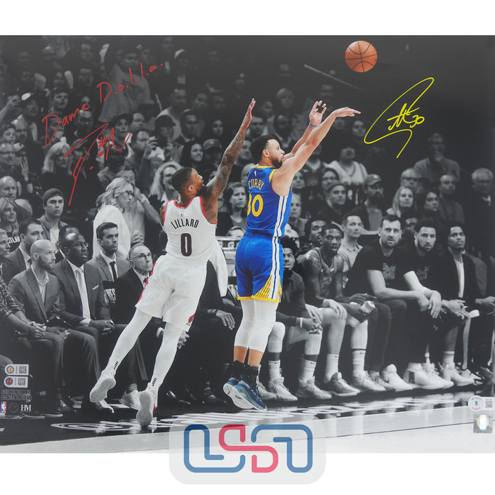 Stephen Curry Damian Lillard Signed 16x20 Photograph Photo USA SM BAS #4