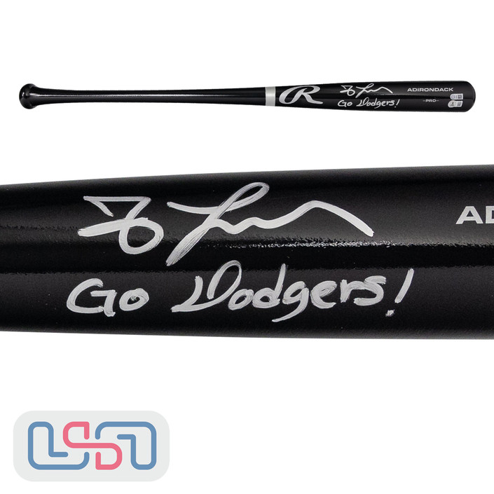 Thayron Liranzo Dodgers Signed "Go Dodgers!" Black Rawlings Bat USA SM BAS