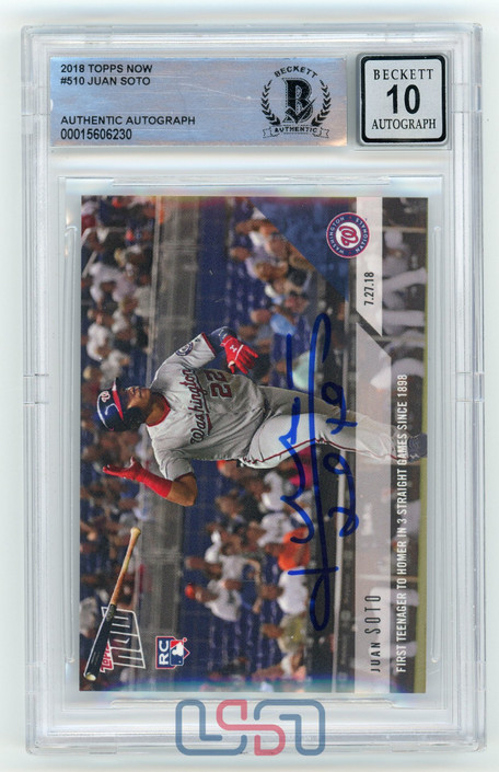 Juan Soto Nationals Signed Autographed 2018 Topps Now #510 BAS 10