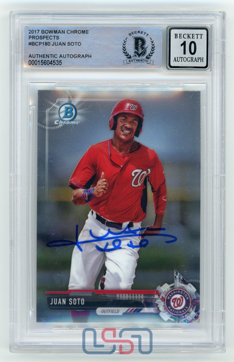 Juan Soto Nationals Signed 2017 Bowman Chrome Prospects #BCP180 BAS 10