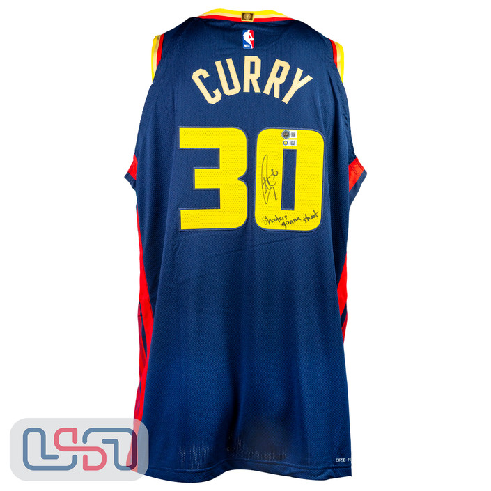 Stephen Curry Signed "Shooters Gonna Shoot" Nike Navy Authentic Jersey USA SM