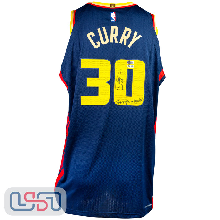 Stephen Curry Signed "Strengthen in Numbers" Nike Authentic Jersey USA SM BAS