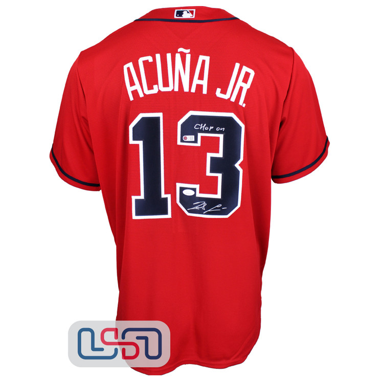 Ronald Acuna Jr. Signed "Chop On" Red Atlanta Braves Nike Jersey JSA Auth