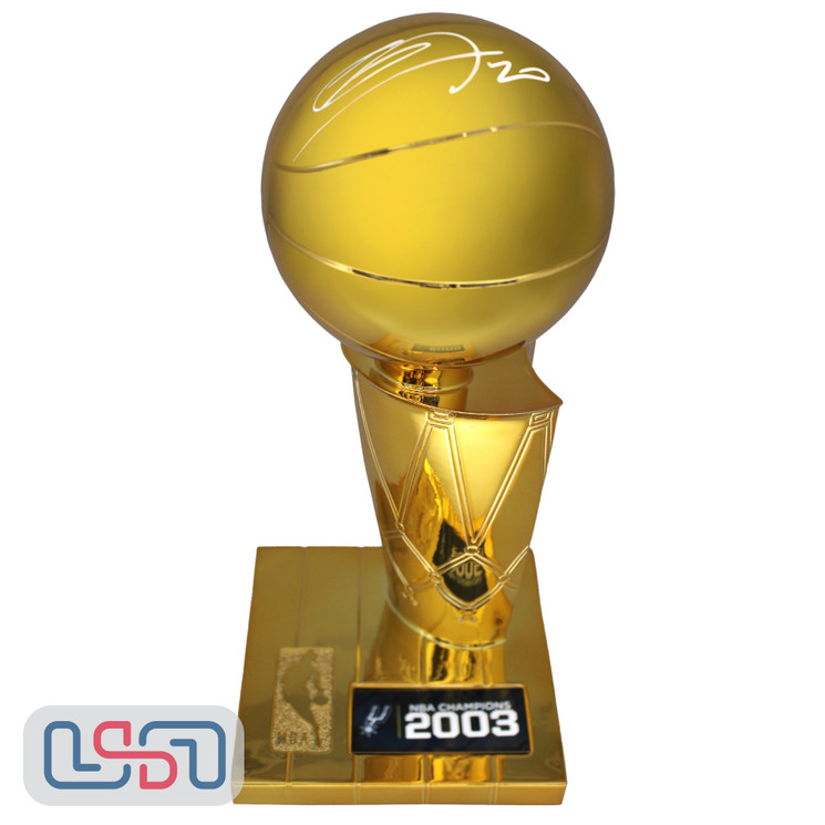 Manu Ginobili Spurs Signed Autographed 2003 NBA Finals Replica Trophy USA SM BAS