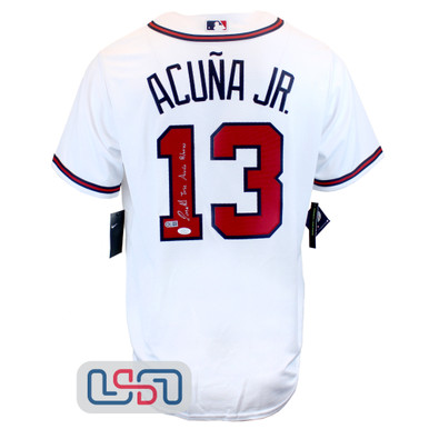 Ronald Acuna Jr. Signed Atlanta Braves Majestic Grey Baseball Jersey JSA  158500