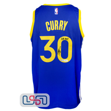 Stephen Curry Golden State Warriors Autographed Blue Nike Swingman Jersey  with B2B MVP 1516 Inscription