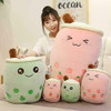 BOBA TEA Bubble Milk Tea Pillow Cushion Plush Pink Kawaii Strawberry