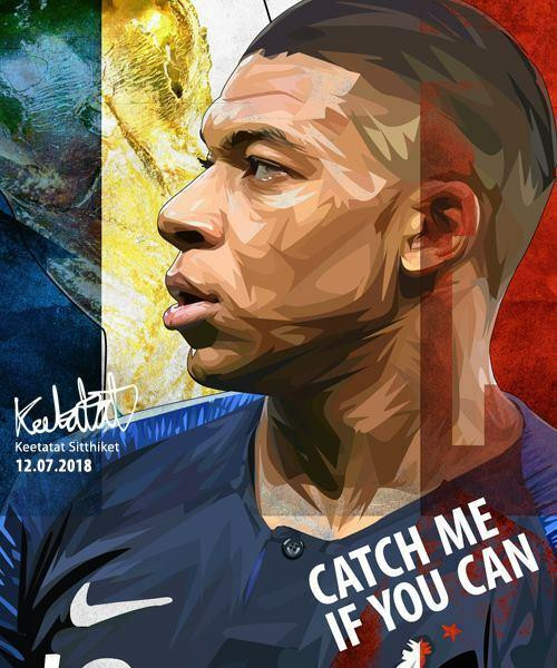 World Famous POPART Famous POP ART Kylian Mbappe Catch me if you can Canvas Frame