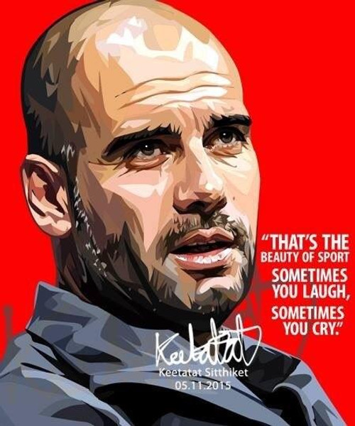 World Famous POPART Famous POP ART Pep Guardiola Thats the beauty of the sport Canvas Frame
