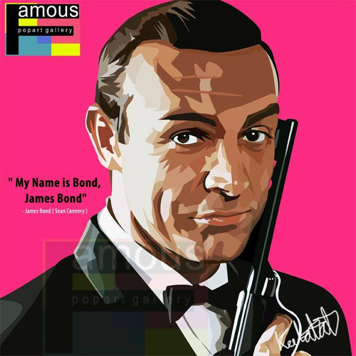 World Famous POPART Famous POP ART James Bond ver1 My name is Bond James Bond Canvas Frame