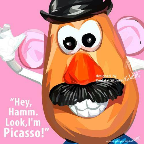 World Famous POPART Famous POP ART Mr Potatohead Hey Hamm look Im a Picasso Canvas Frame