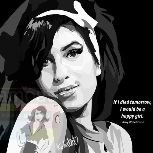 World Famous POPART Famous POP ART Amy Winehouse If I died tomorrow I would be a happy girl Canvas Frame