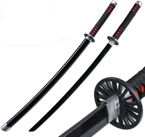 EA-SWORD Demon Slayer Kimetsu no Yaiba Tanjiro Cosplay Handmade Wooden Katana Nichirin Sword with PVC Sheath