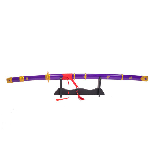 EA-SWORD One Piece Zoro Enma Cosplay Bamboo Wooden Purple Katana Sword with PVC Sheath 