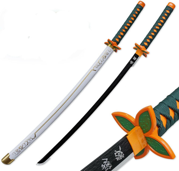 EA-SWORD Demon Slayer Kimetsu no Yaiba Shinobu Cosplay Handmade Wooden Katana Nichirin Sword with PVC Sheath