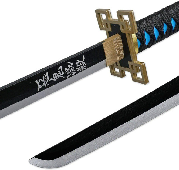 EA-SWORD Demon Slayer Kimetsu no Yaiba Muichiro Tokito Cosplay Handmade Wooden Katana Nichirin Sword with PVC Sheath
