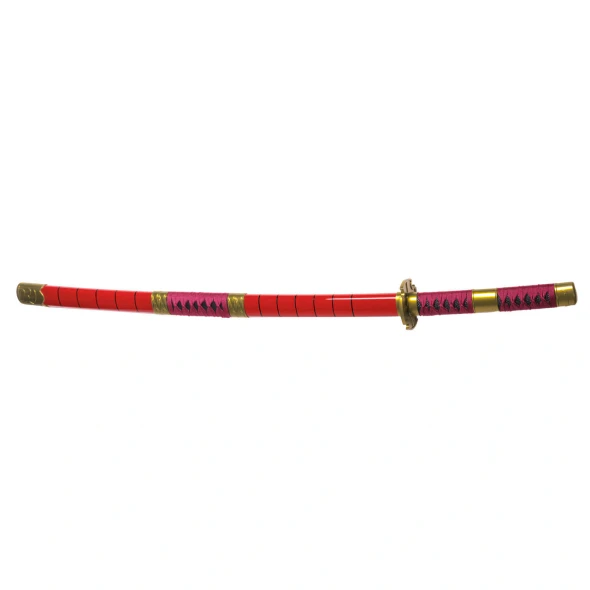 One Piece Zoro Sandai Kitetsu Cosplay Bamboo Wooden Red Katana Sword with PVC Sheath