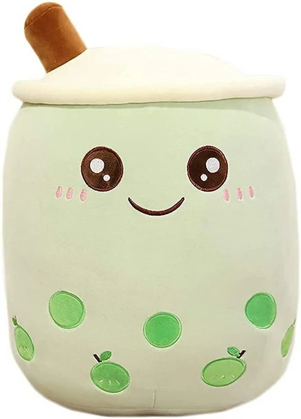 BOBA TEA Bubble Milk Tea Pillow Cushion Plush Kawaii Green Apple