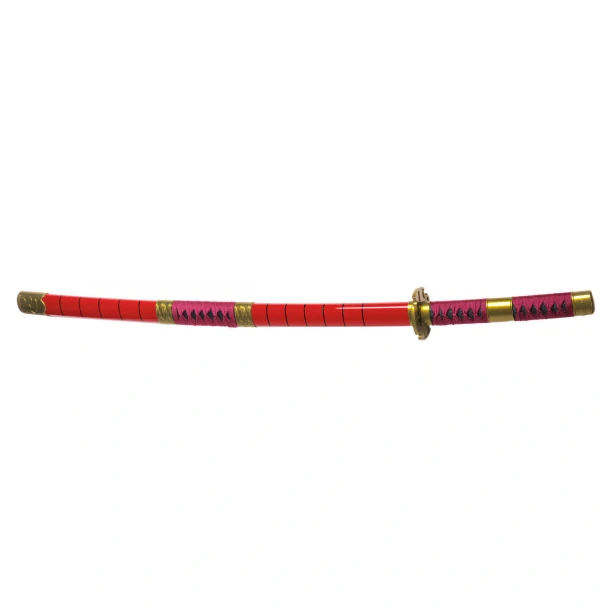 One Piece Zoro Sandai Kitetsu Cosplay Bamboo Wooden Red Katana Sword with PVC Sheath