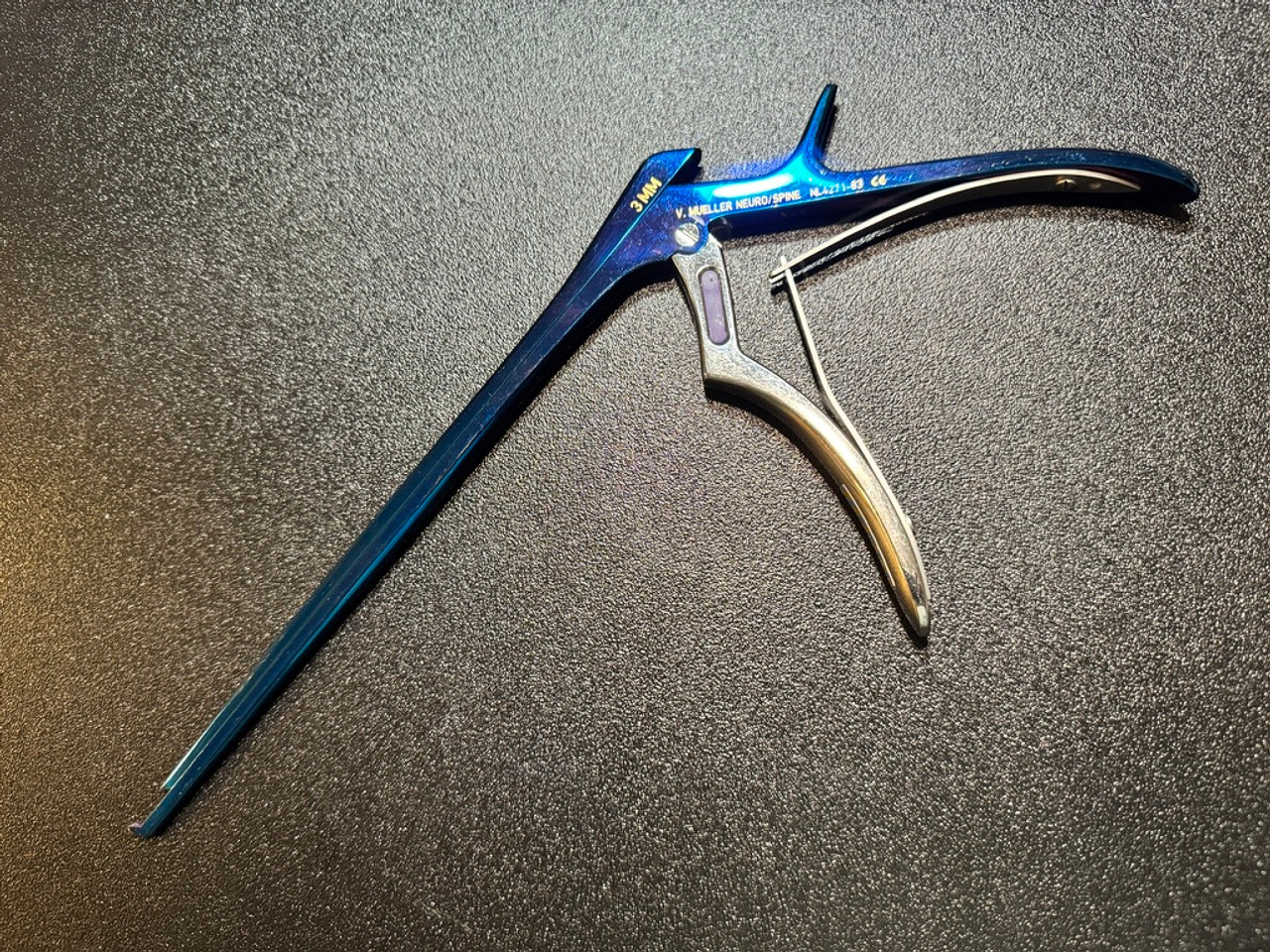 Photo of V. Mueller NL4271-83 Chroma-Line Blue Kerrison Rongeur, 40° Up, 4mm, 8"