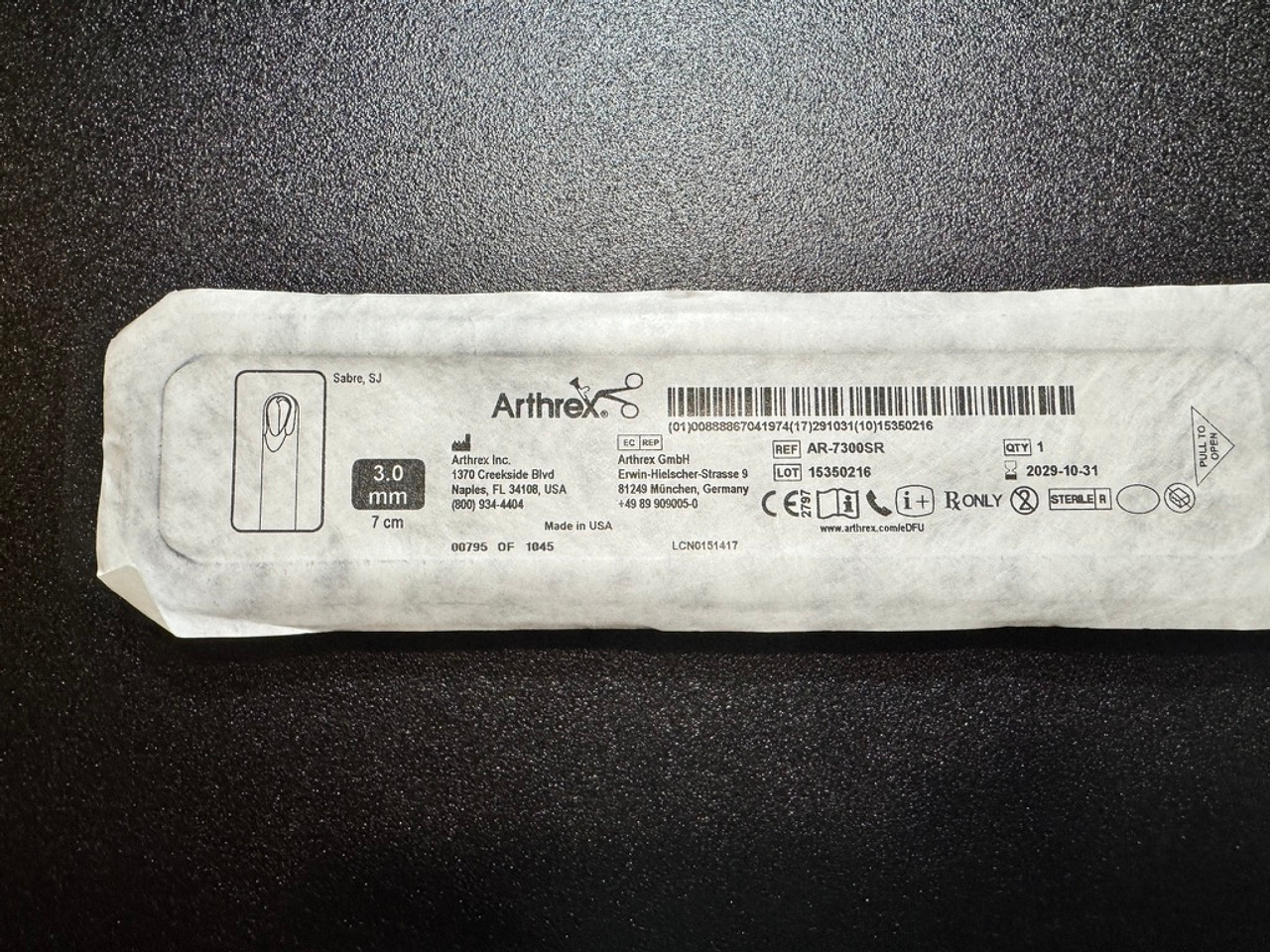 Label photo of Arthrex AR-7300SR Sabre Small Joint Shaver Blade 3mm X 7cm