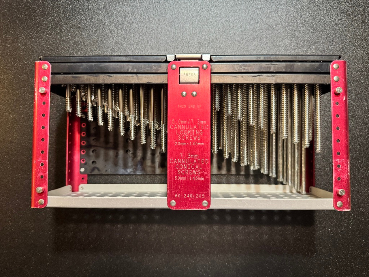 5.0 / 7.3 Screw rack photo of Synthes 01.240.201 LCP Periarticular Screw and Instrument Set 5.0 / 7.3 Screw rack photo of Synthes 01.240.201 LCP Periarticular Screw and Instrument Set