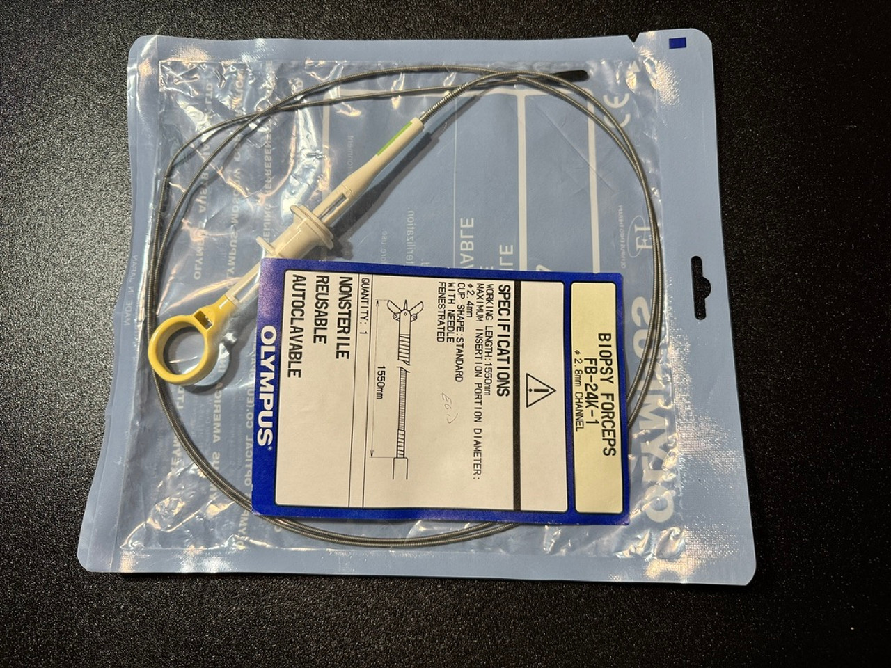 Bottom photo of Olympus FB-24K-1 Oval Cup w/ Needle, Flexible Biopsy Forceps 2.8mm X 155cm (New)