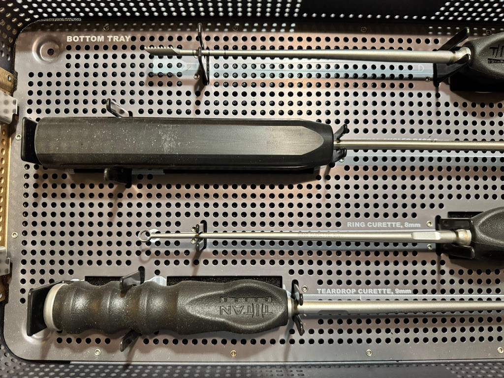 Left bottom photo of Titan Spine 3210 Endoskeleton Spinal Curette and Rasp Set