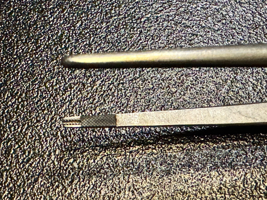 Jaw photo of W. Lorenz 51-9825 DeBakey-Lorenz Needle Pulling Forceps, TC, 1.5mm, 7.75"