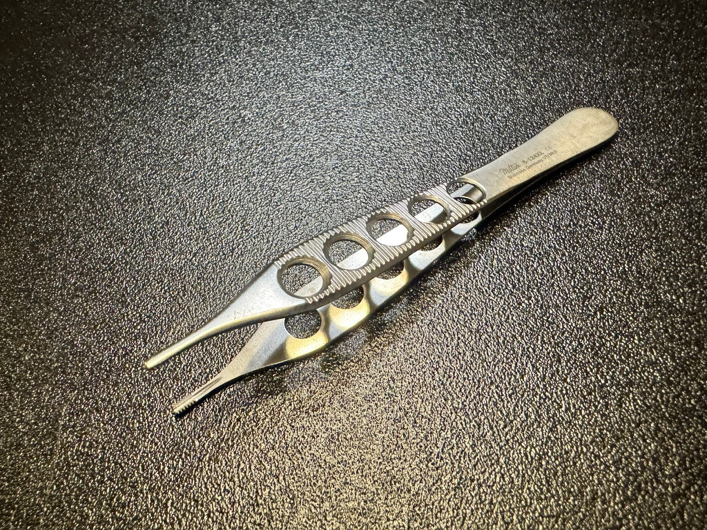 Photo of Miltex 6-124XL Brown-Adson Forceps, Fenestrated, 4.75"