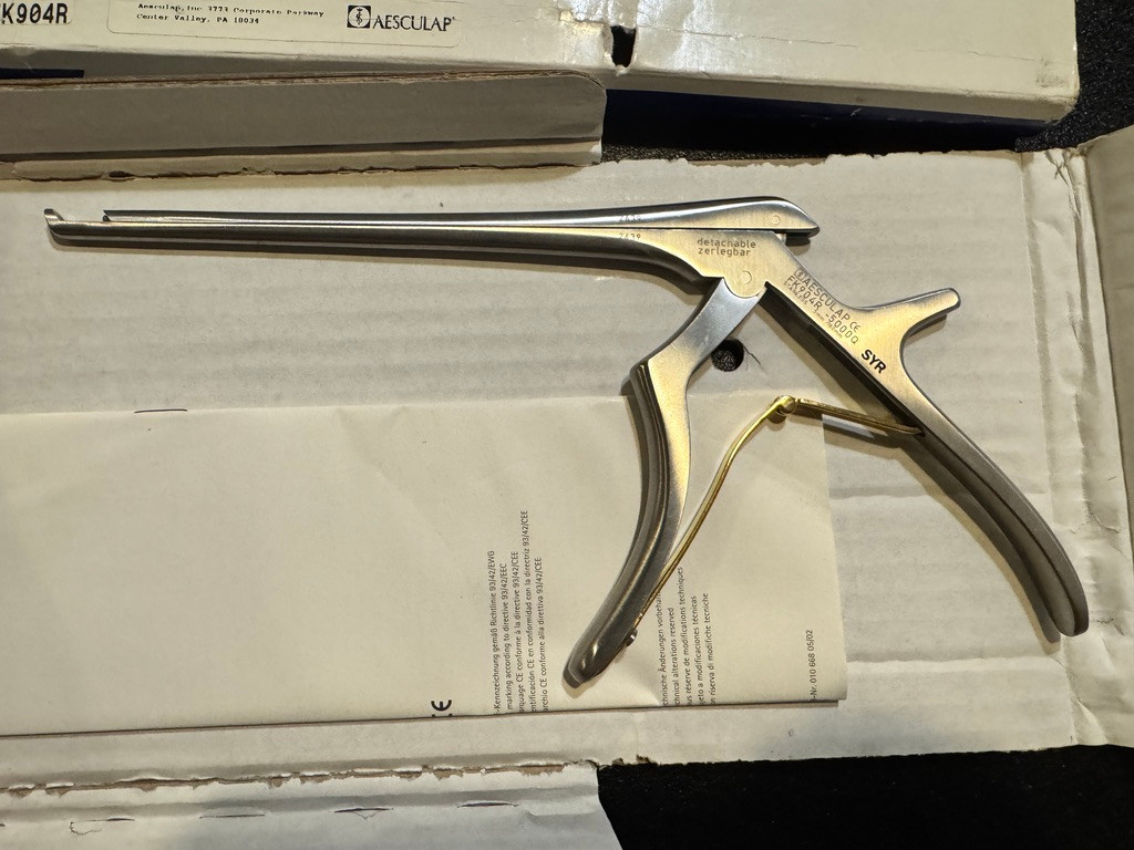 Instrument photo of Aesculap FK904R Detachable Kerrison Rongeur, 40° UP, 5MM, 7" (New)