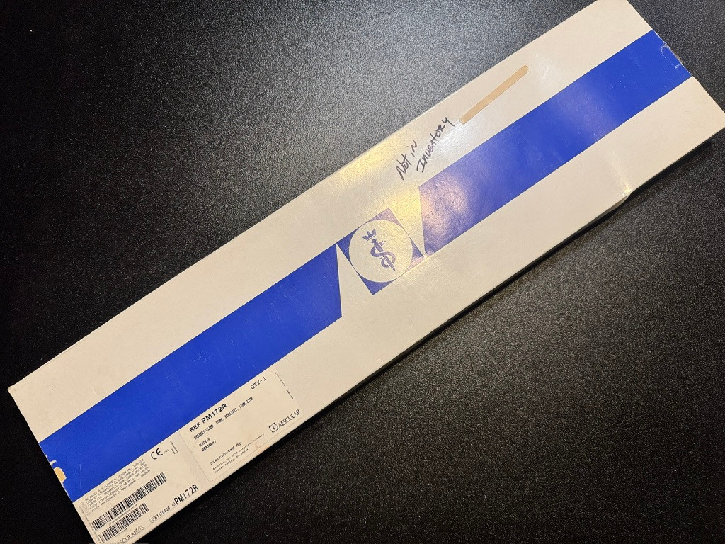 Box photo of Aesculap PM172R Laparoscopic DeBakey Clamp, STR, Modular, 10mm X 22cm