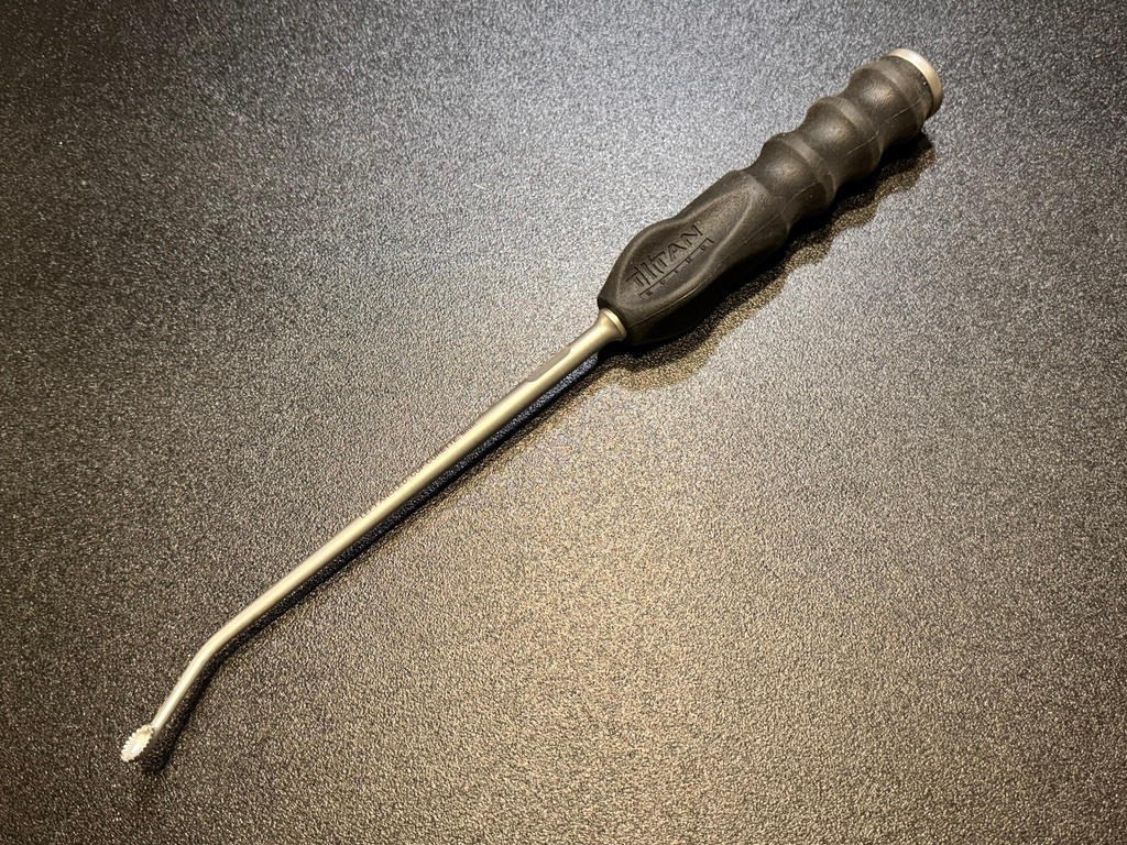 Photo of Titan Spine 1900-0006 Toothed Left Angled Spinal Curette, 8mm