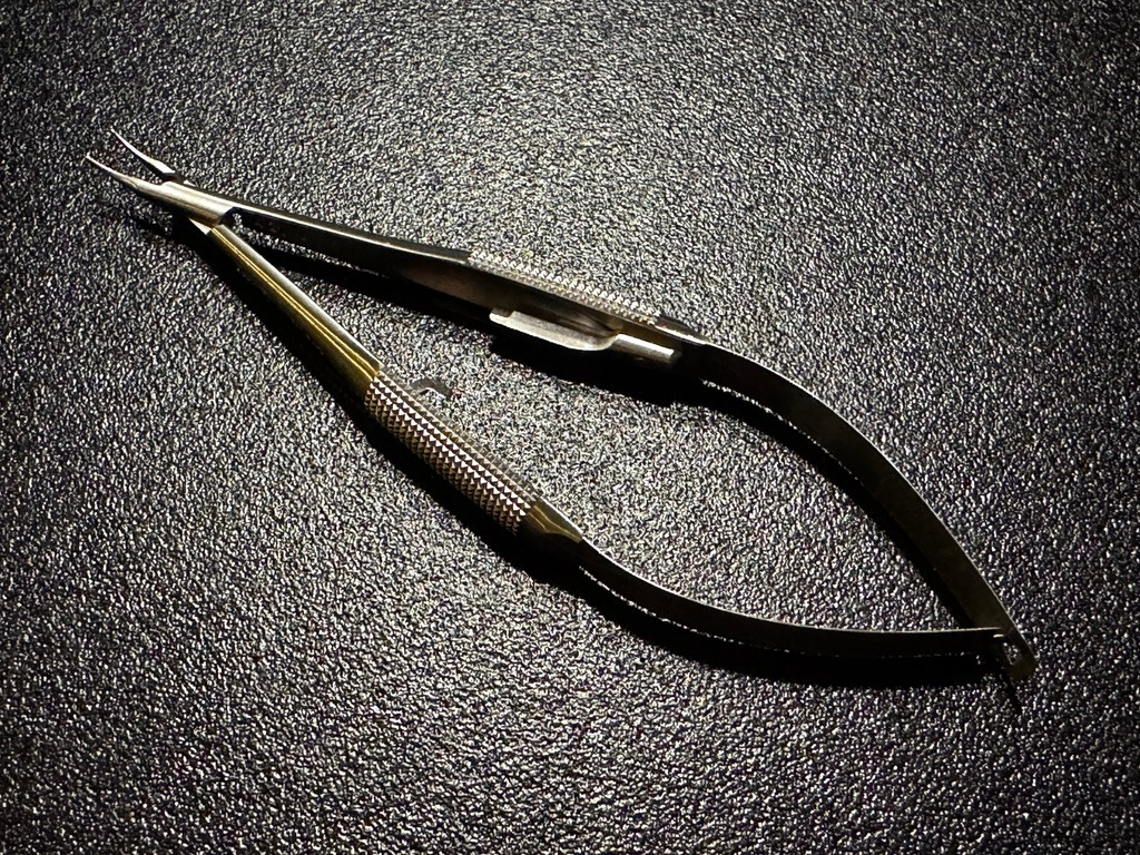 Handle photo of Storz E3843 Barraquer Needle Holder, CVD, 5.4"
