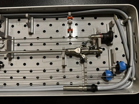 Right tray photo of R. Wolf OptiFlow Hysteroscope, Sheath & HySafe Instrument Set