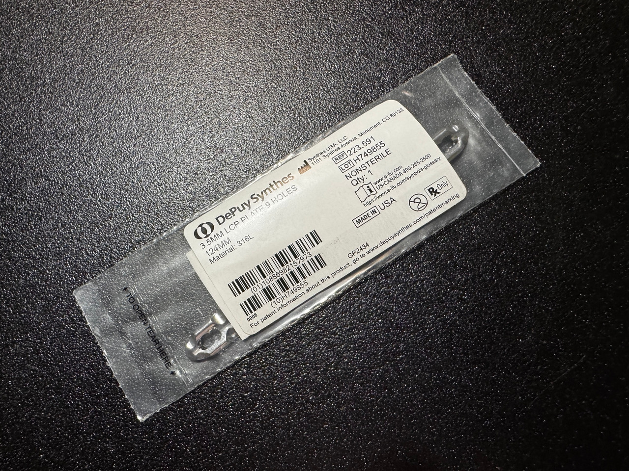 Photo of Synthes 223.591 3.5mm LCP Plate, 9 Holes 124mm