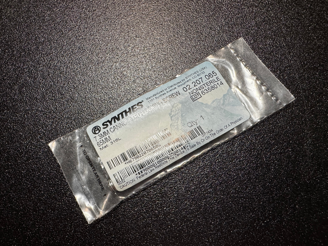 Photo of Synthes 02.207.065 7.3mm Cannulated Locking Screw 65mm