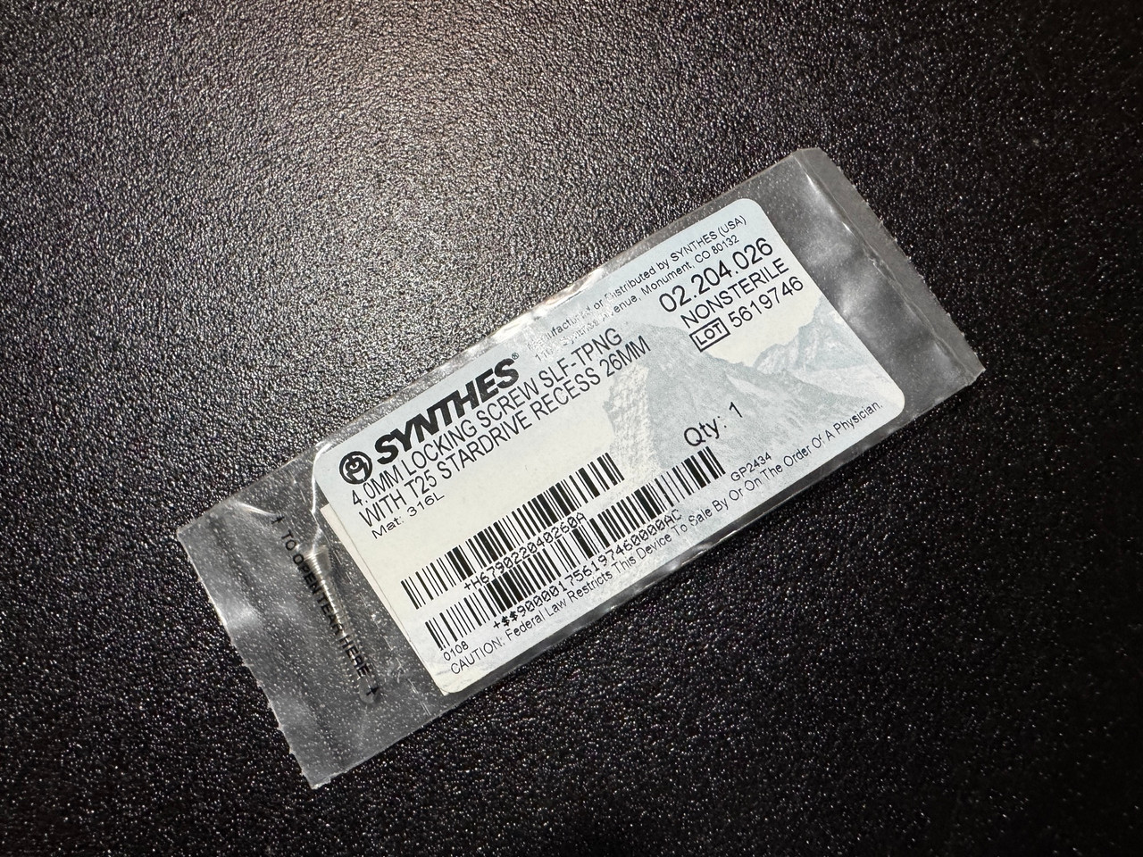 Photo of Synthes 02.204.026 4mm Locking, Self Tapping Screw, 26mm
