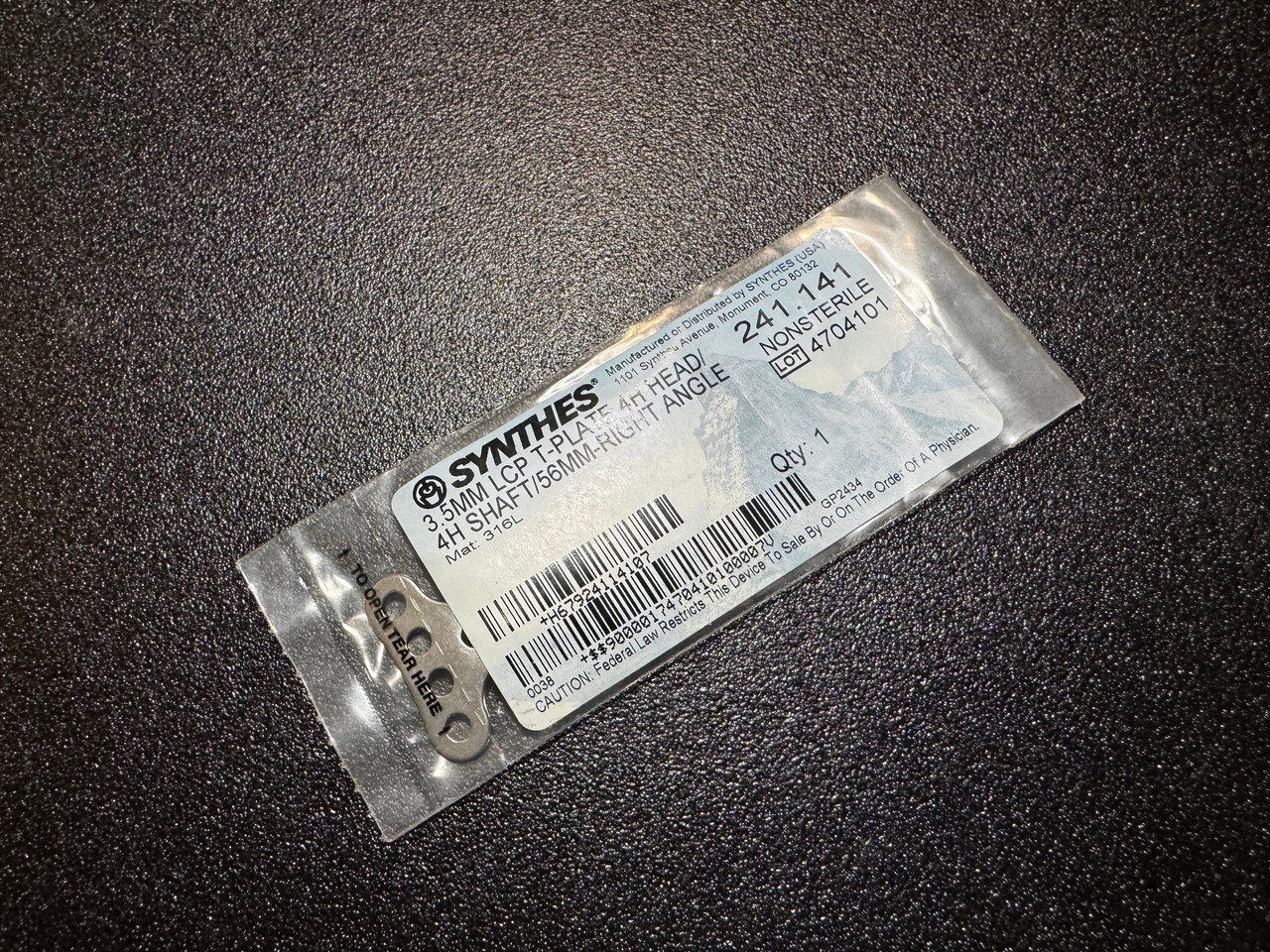 Photo of Synthes 241.141 3.5mm LCP T-Plate 4H Head/ Shaft, Right, 56mm