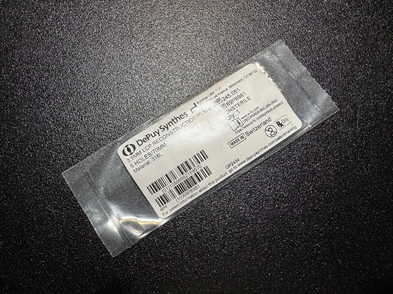 Photo of Synthes 245.051 3.5mm LCP Reconstruction Plate, 5H, 70mm