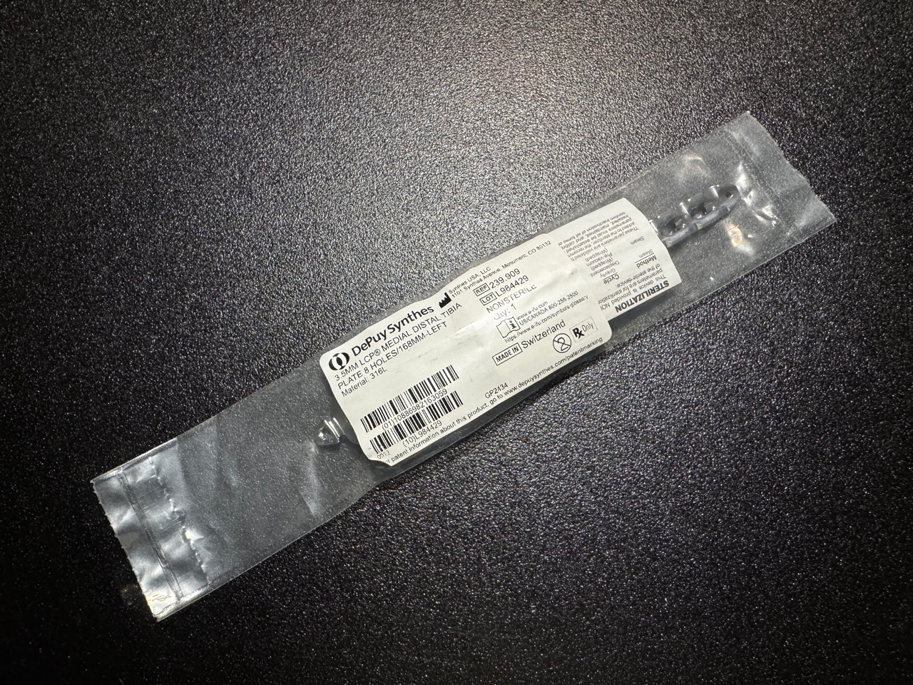 Photo of Synthes 239.909 3.5mm LCP Medial Distal Tibia Plate, 8H, Left, 168mm