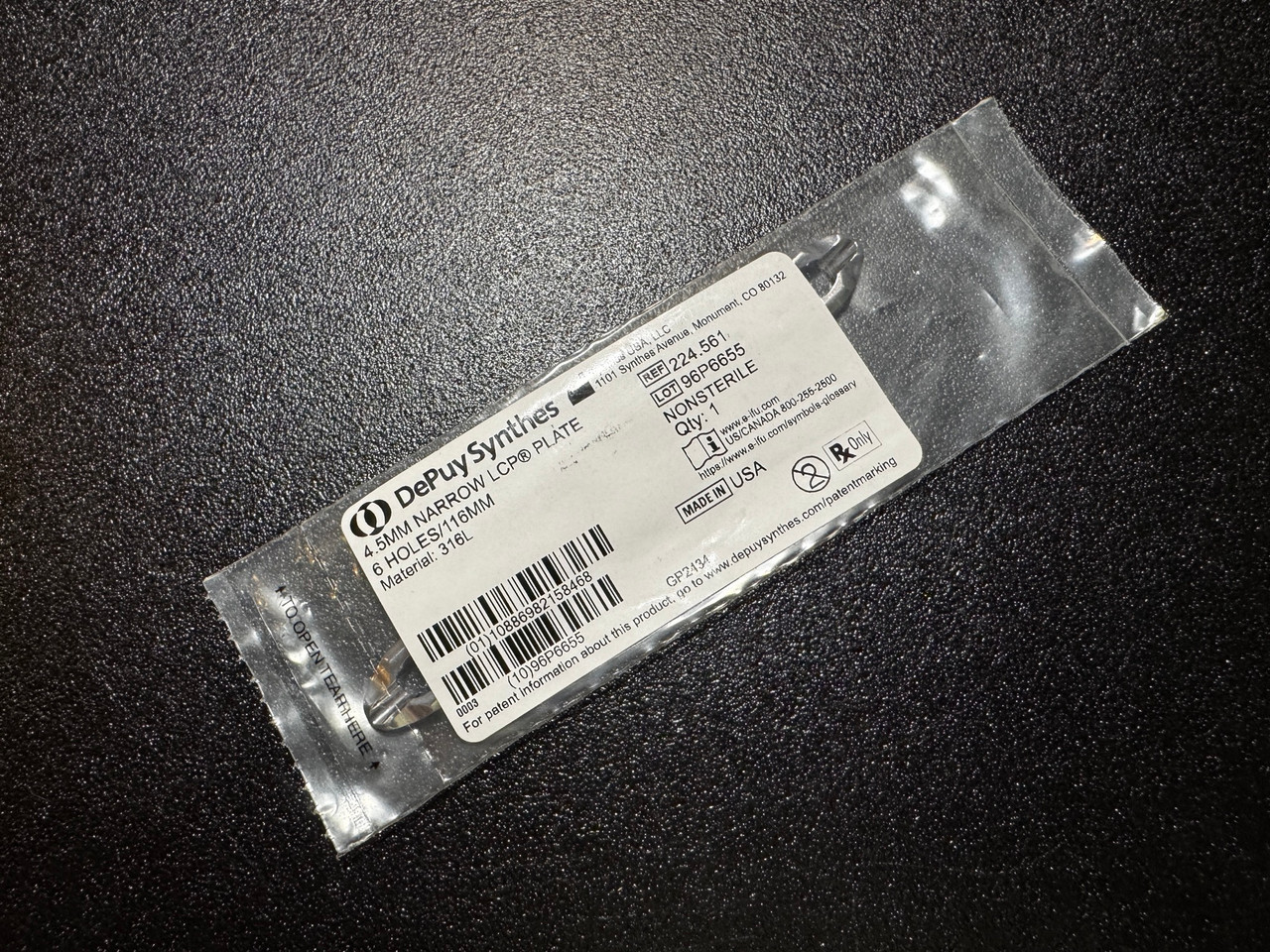 Photo of Synthes 224.561 4.5mm Narrow LCP Plate, 6H, 116mm