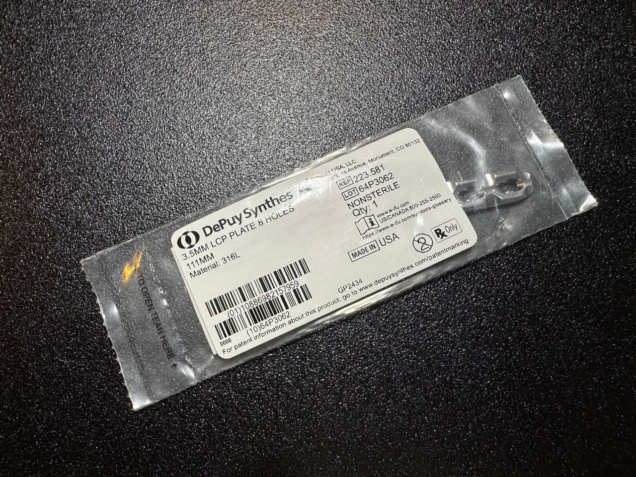 Photo of Synthes 223.581 3.5mm LCP Plate, 8 Holes, 111mm