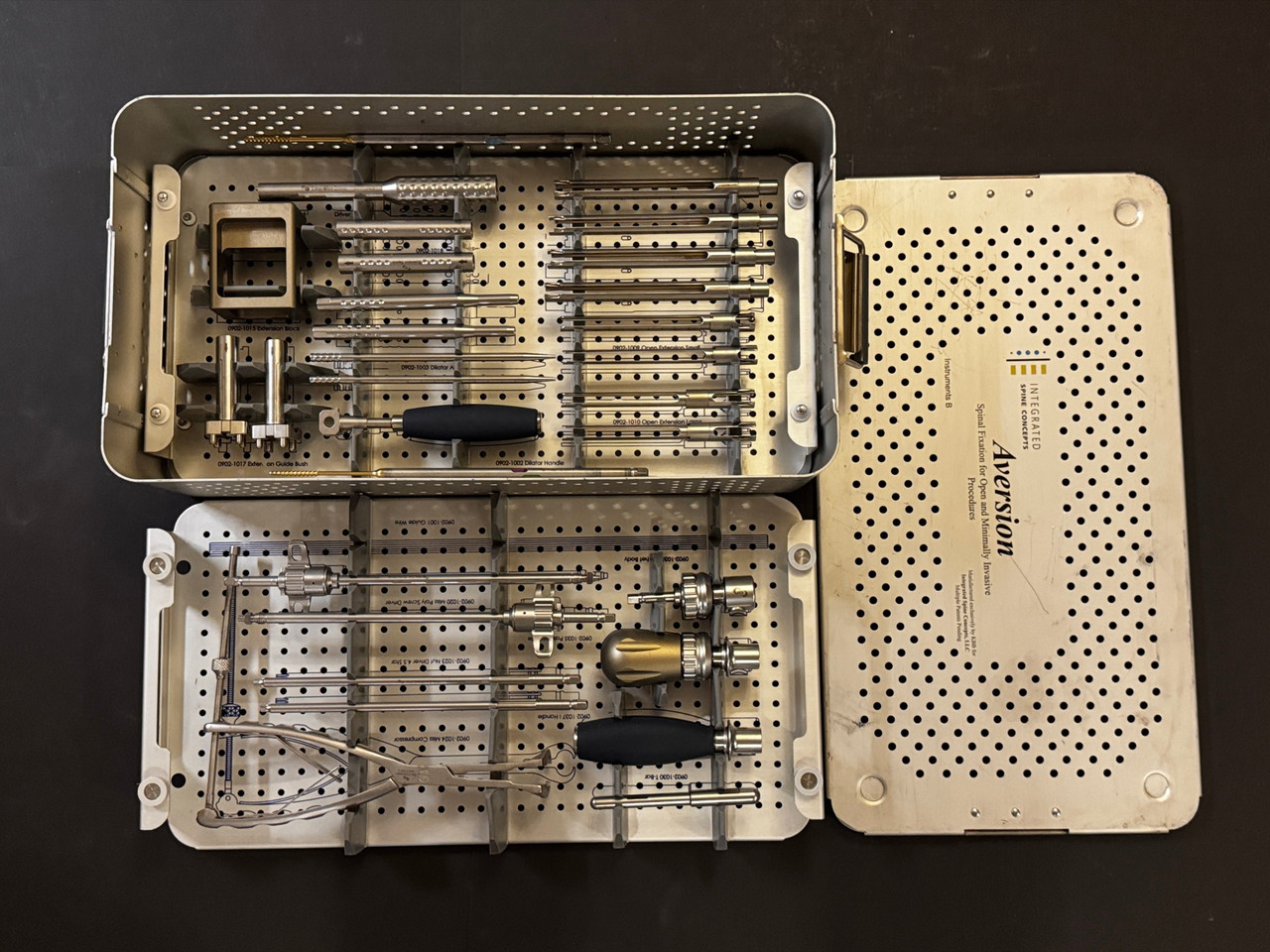 Case B Photo of Integrated Spine Concepts Aversion Spinal Fixation Implant & Instrument Set