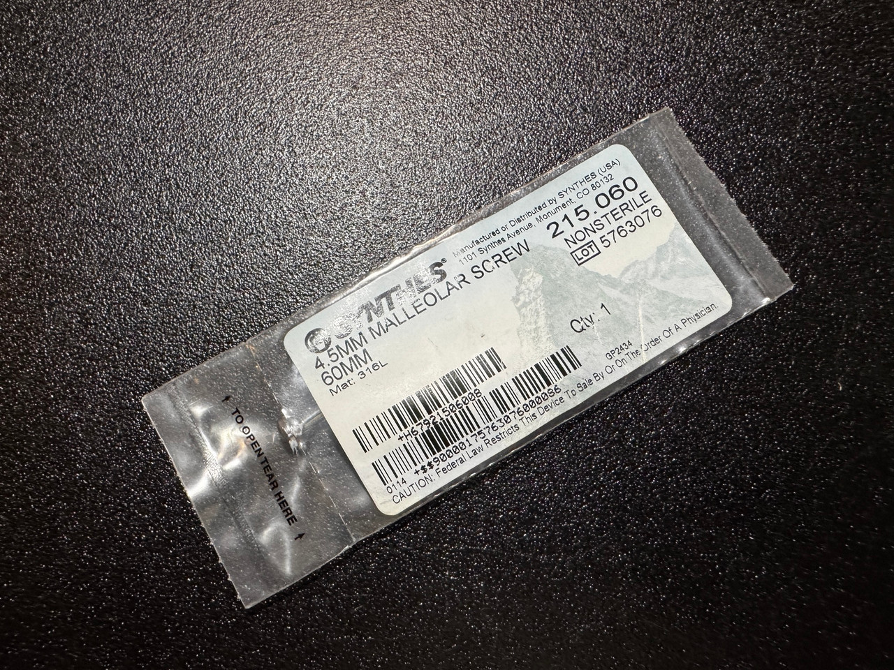 Photo of Synthes 215.060 4.5mm Malleolar Screw 60mm