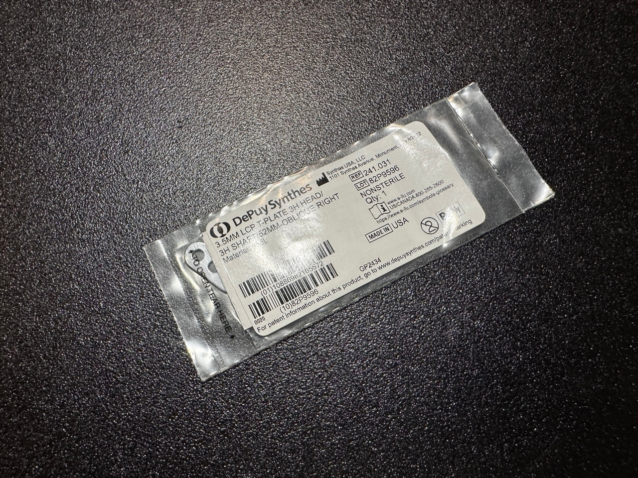 Photo of Synthes 241.031 3.5mm LCP T-Plate 3H Head, 3H Shaft, Oblique Right, 53mm