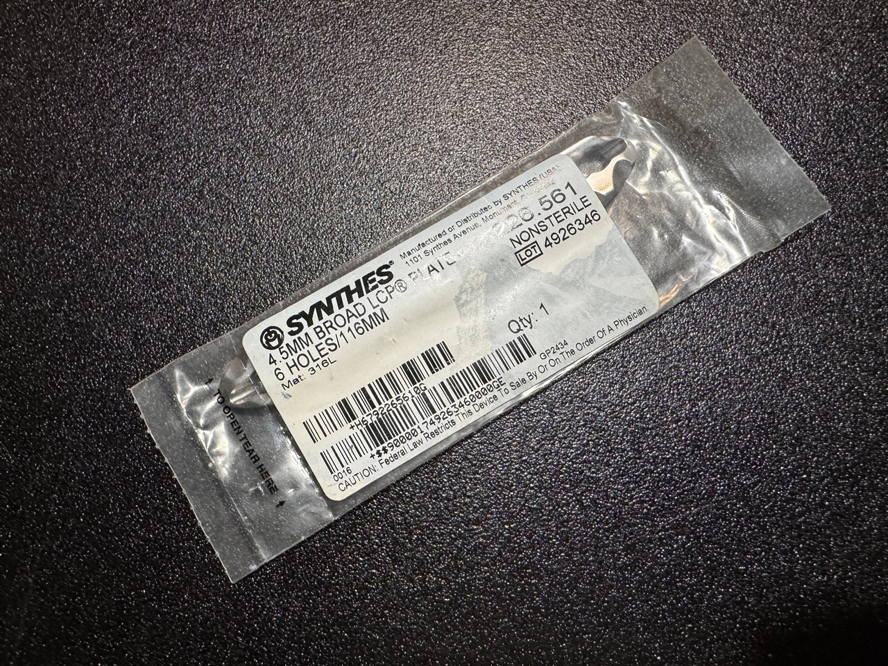 Photo of Synthes 226.561 4.5mm Broad LCP Plate, 6H, 116mm