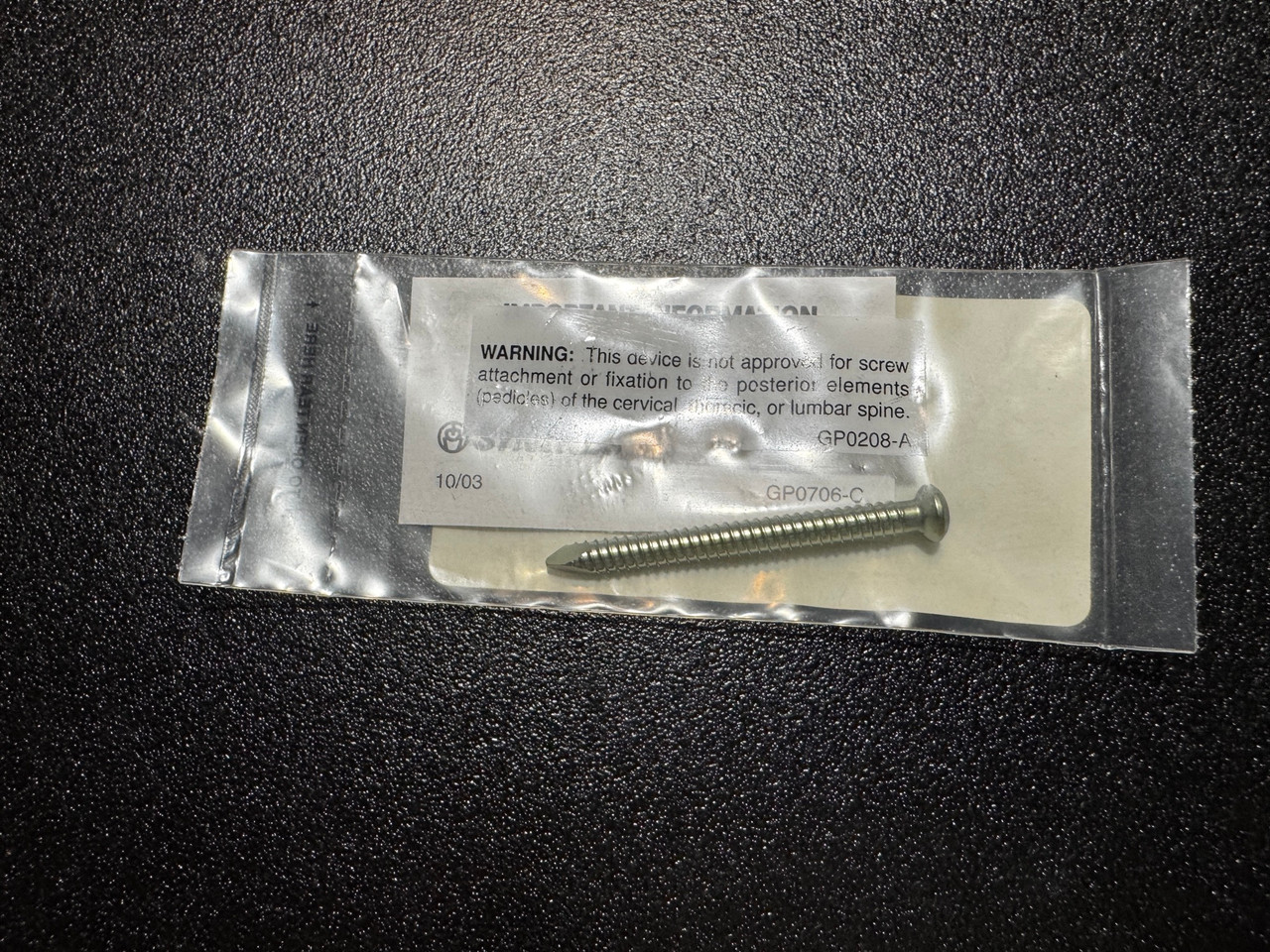 Screw photo of Synthes 458.954 5.0mm Titanium Locking Screw 54mm